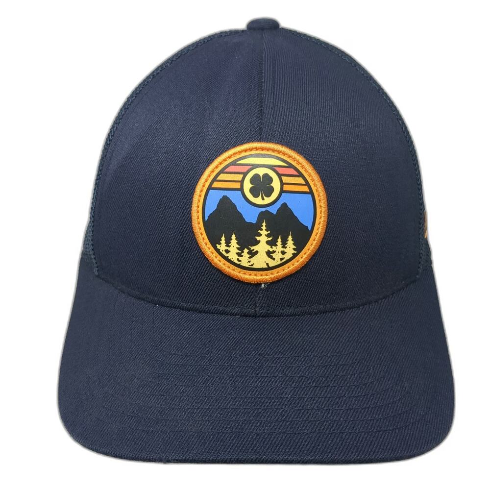 Black Clover Trucker Hat Blue One Size Live Lucky Mesh Snapback Mountains Patch